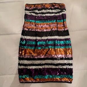 Multicolor Sequin Striped Dress